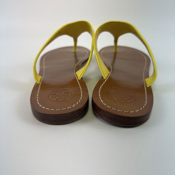 Tory Burch Cameron Thong Sandal Yellow Patent Leather Flat Slip On Womens 10 - Picture 5 of 13